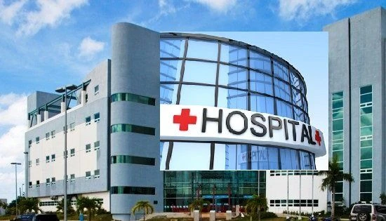 Hospital building with solar panels